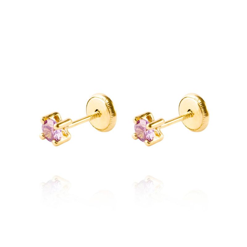 JB JOYAS BARON - Aros de Oro 18kt Piedra de Amatista 3mm