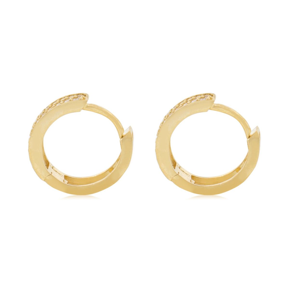 JB JOYAS BARON - Aros de Oro Amarillo 18kt Argollas Doble Riel Circonita