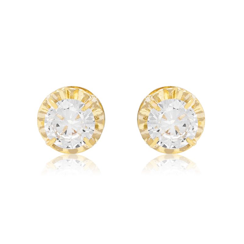 JB JOYAS BARON - Aros de Oro 18kt Chatón de Circon Circonita 5mm