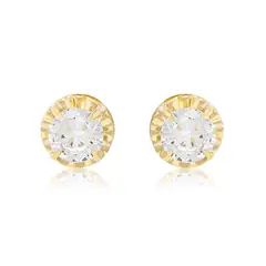 JB JOYAS BARON - Aros de Oro 18kt Chatón de Circon Circonita 5mm
