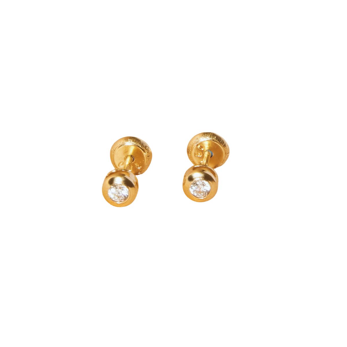 JB JOYAS BARON - Aros de Oro 18kt Con Circon 2,5mm Punto De Luz