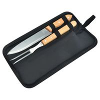 Set parrillero de 2 piezas con estuche de acero inoxidable y mango de madera