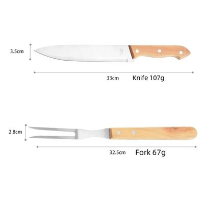 Imagen 2 del producto Set parrillero de 2 piezas con estuche de acero inoxidable y mango de madera