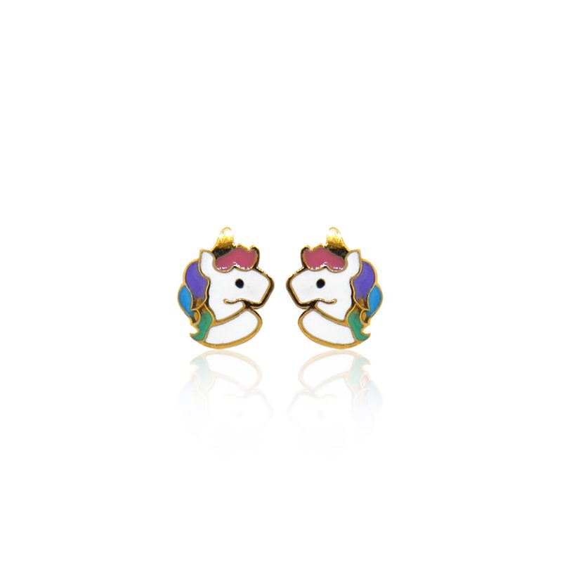 JB JOYAS BARON - Aros de Oro 18kt Unicornio Esmaltado