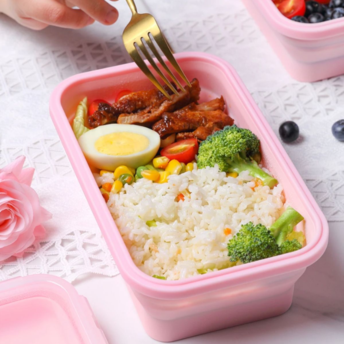 SANTU HOME & DECO - Contenedor Recipiente Tupper Plegable 800 ml Rectangular