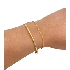 GENERICO - Pulsera Doble Juvenil Plata S925 Baño En Oro + Caja