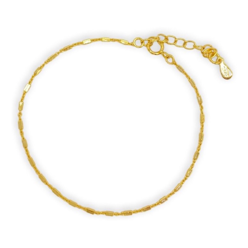 GENERICO - Pulsera Raya Delgada Elegante S925 Baño En Oro + Caja Regalo