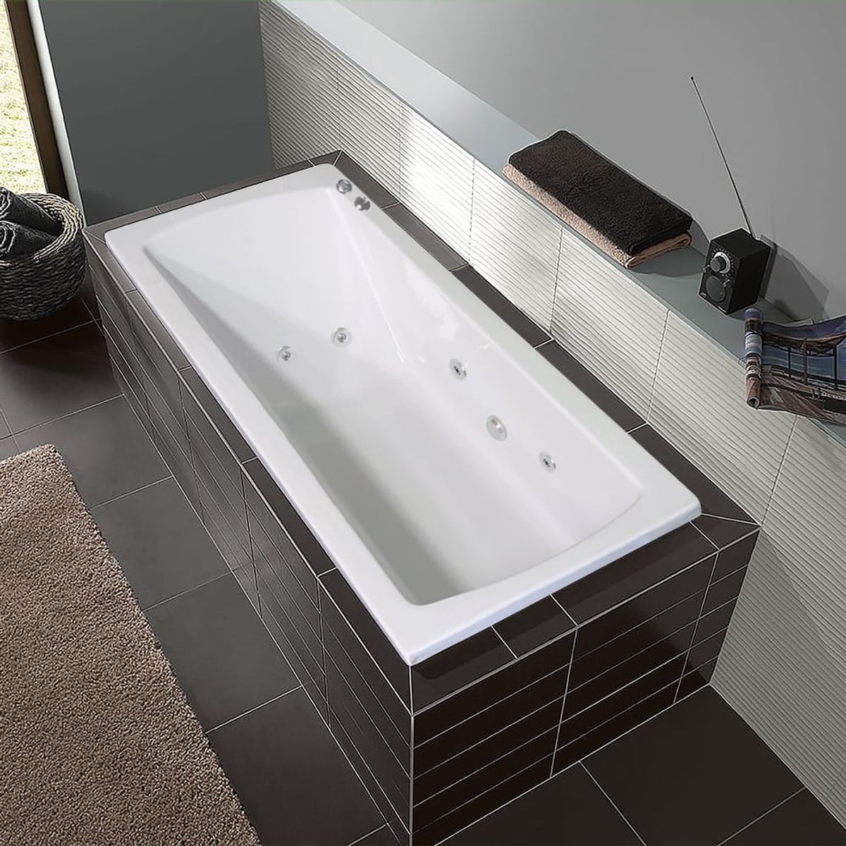 BUCK Y BUCK - Tina de Hidromasaje (150x72x40cm) 8 Inyectores, Motor Derecha