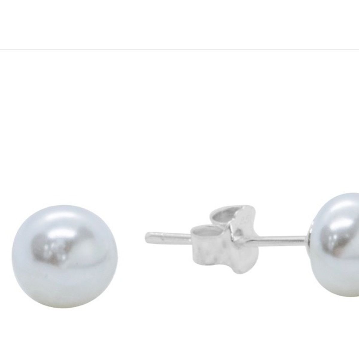 GENERICO - Aros Perla Pequeña Blanca 4 Mm Plata Ley 925 Mas Estuche