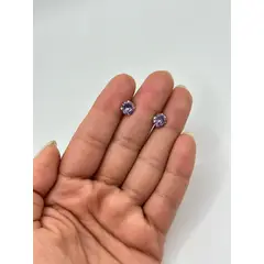 GENERICO - Aros Punto De Luz Lavanda Lila Morado Plata Fina 925 + Caja