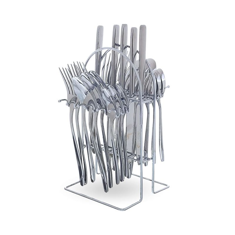 SANTU HOME & DECO - Set De Cubiertos Cuchillería 24 Piezas Plata