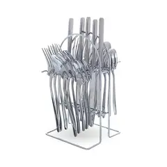 SANTU HOME & DECO - Set De Cubiertos Cuchillería 24 Piezas Plata