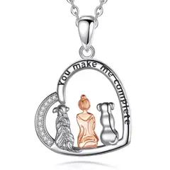 GENERICO - Collar plata 925 mujer dos perros