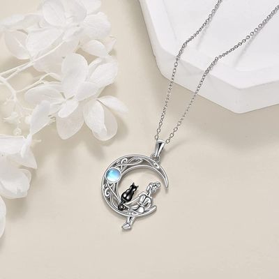 Imagen 2 del producto Collar mujer gato piedra luna plata 925