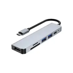 GENERICO - Hub Adaptador Usb C 6 En 1 Para Macbook iPad Tablet Notebook