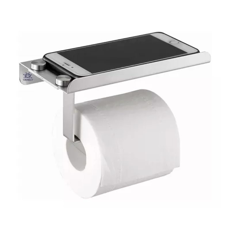 GENERICO - Porta Papel Higiénico Plateado Con Estante