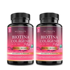 NUTRALIFE - Biotina + Colageno + Zinc + Vitaminas E & C ++ Lf 180 Caps 2x90.