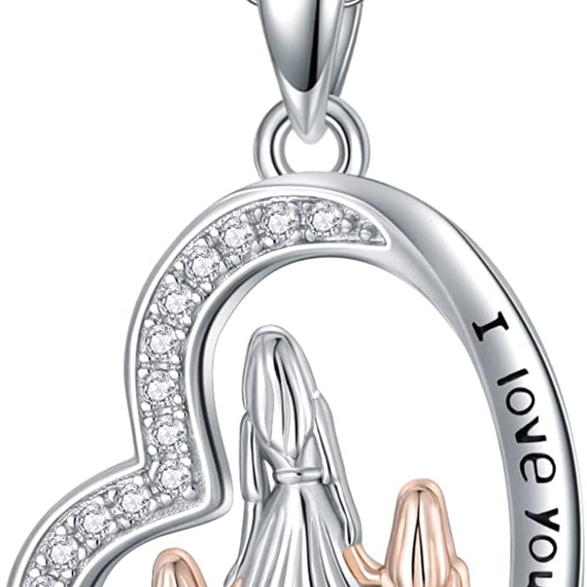 GENERICO - Collar mamá dos hijas plata 925