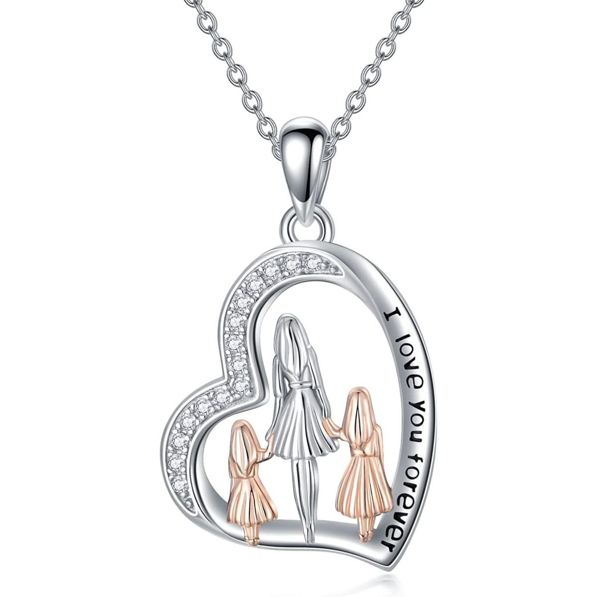 GENERICO - Collar mamá dos hijas plata 925