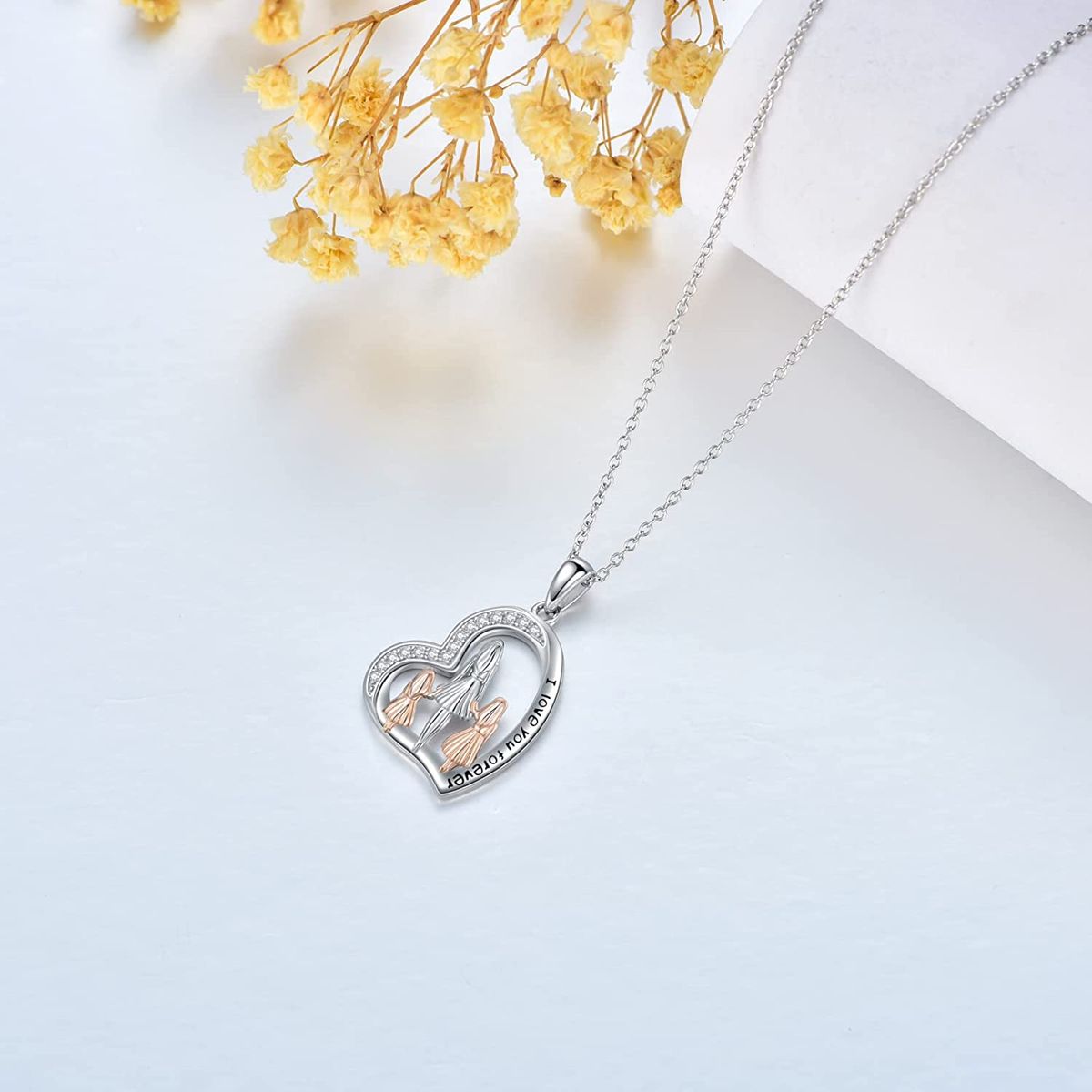 GENERICO - Collar mamá dos hijas plata 925