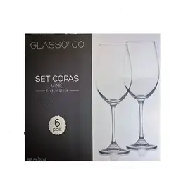 GLASSO - SET 6 COPAS DE VINO CRISTAL