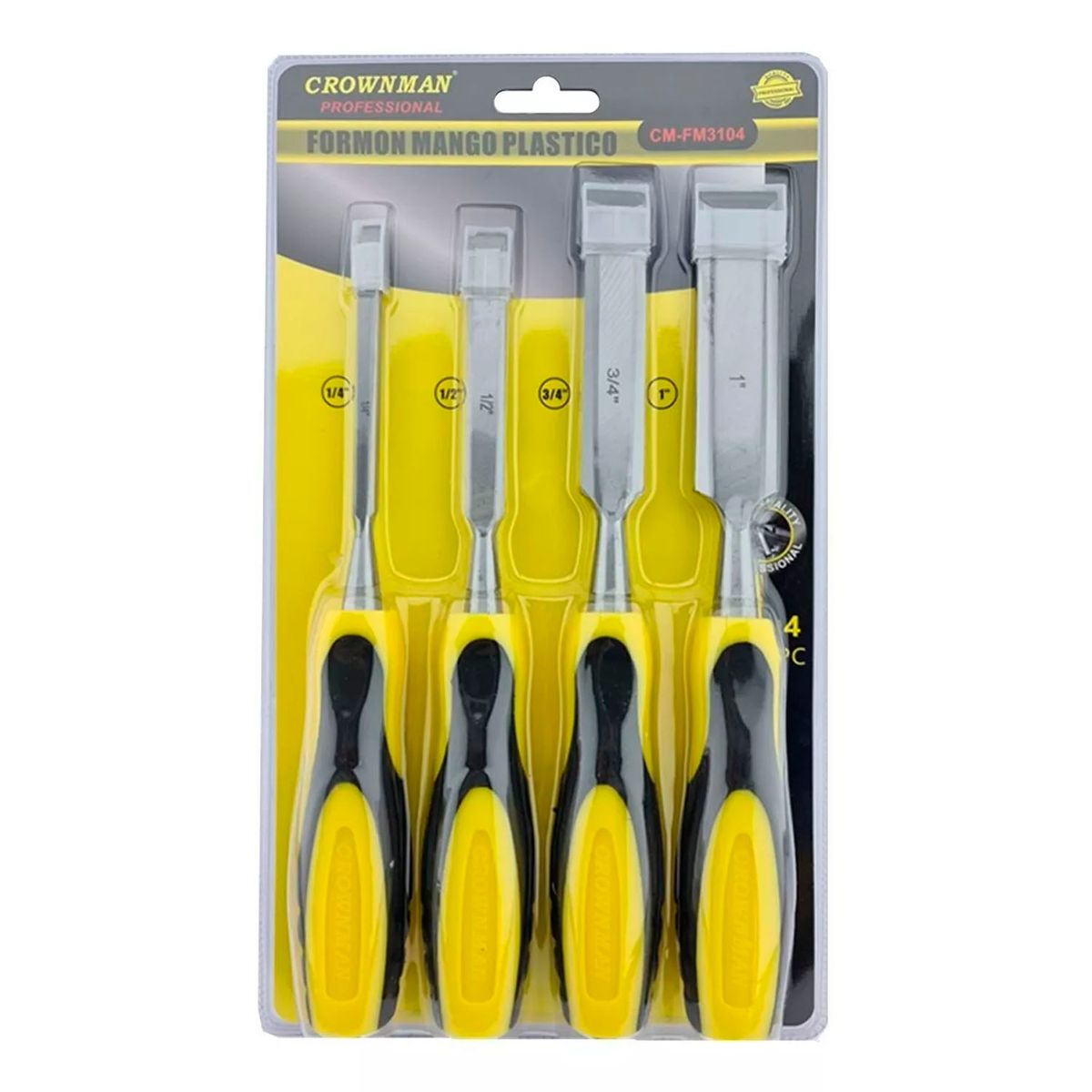 GENERICO - Juego Formones De Golpe Madera 4 Piezas Crownman Cm-fm3104
