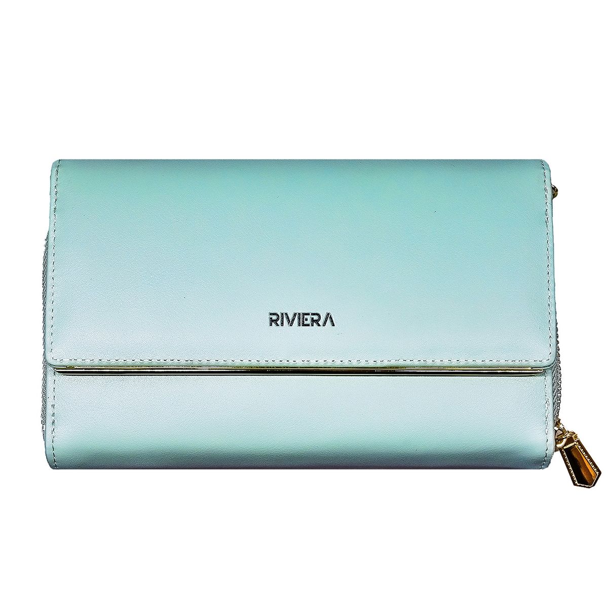 RIVIERA - Bolso Clutch  Ecocuero Riviera Verde Menta