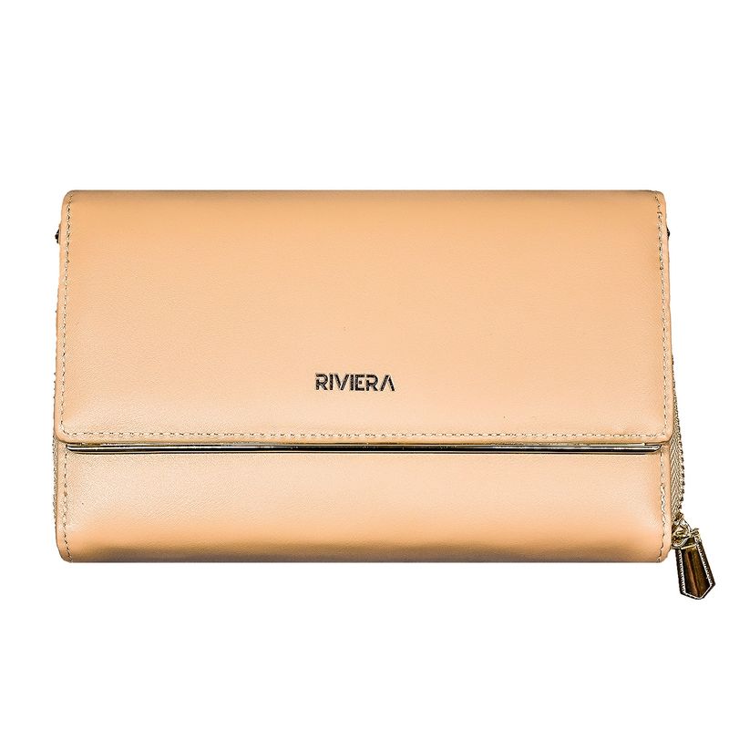 RIVIERA - Bolso Clutch ecocuero  Riviera Beige
