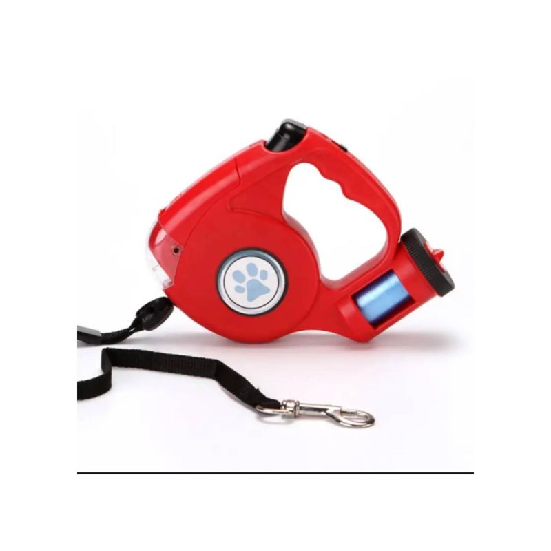 GENERICO - Correa 3 En 1 Para Mascota 5mts Retracti Luz Led Y 20 Bolsas