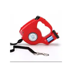 GENERICO - Correa 3 En 1 Para Mascota 5mts Retracti Luz Led Y 20 Bolsas