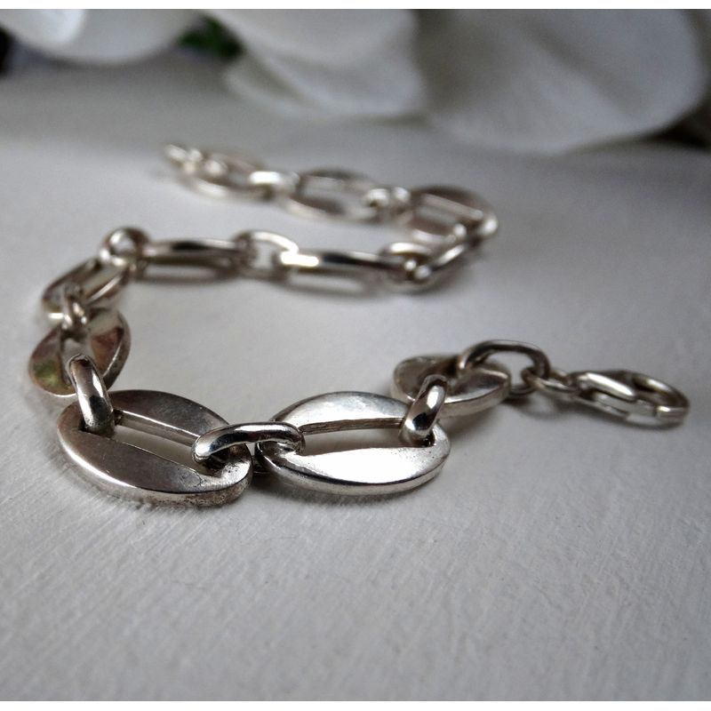 GENERICO - Pulsera de eslabones ovalados para mujer hecha en plata 950