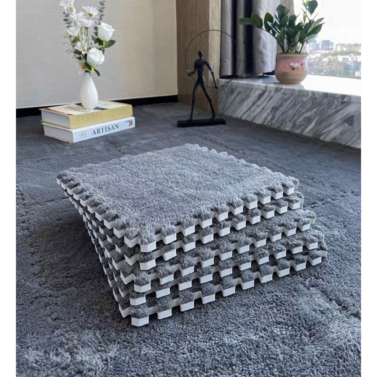 GENERICO - Set 10 Alfombras Goma Eva Peluda Niños Piso Felpa 30x30cm