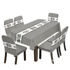 GENERICO - Mantel Anti manchas con 6 Fundas de Sillas elasticadas