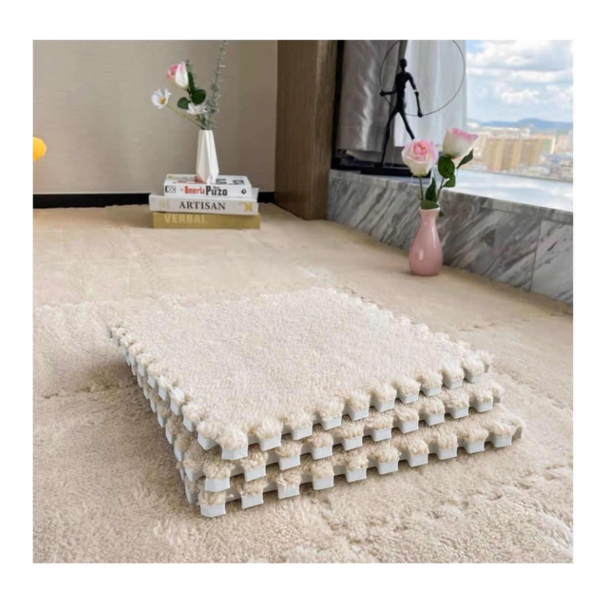 GENERICO - Set 10 Alfombras Goma Eva Peluda Niños Piso Felpa 30x30cm