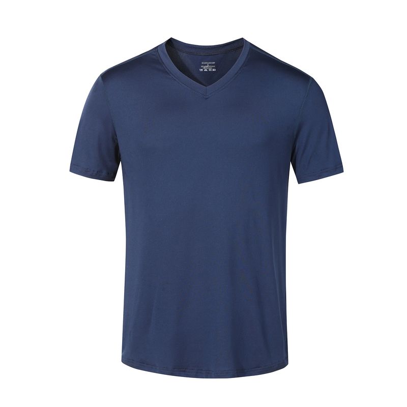 ANDESLAND OUTDOOR APPAREL - Polera Dry Fit Manga Corta Cuello V Cape Azul Hombre