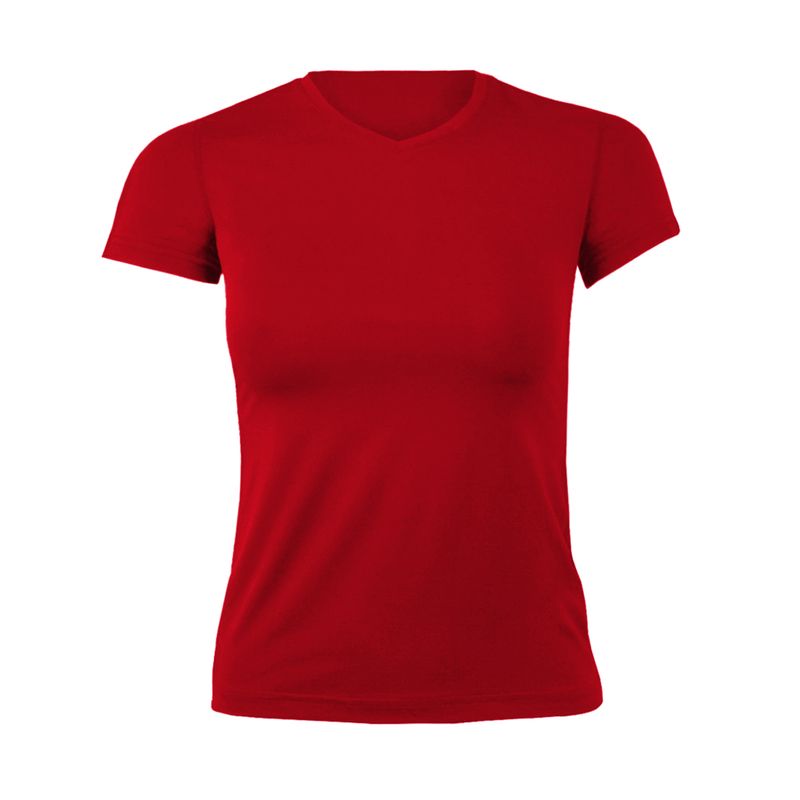 ANDESLAND OUTDOOR APPAREL - Polera Dry Fit Manga Corta Cuello V Rojo Mujer