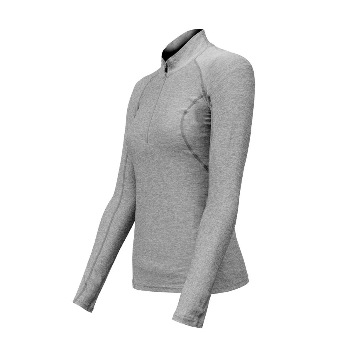 ANDESLAND OUTDOOR APPAREL - Polera Dry Fit Manga Larga Con Cierre Pale Gris Mujer.-
