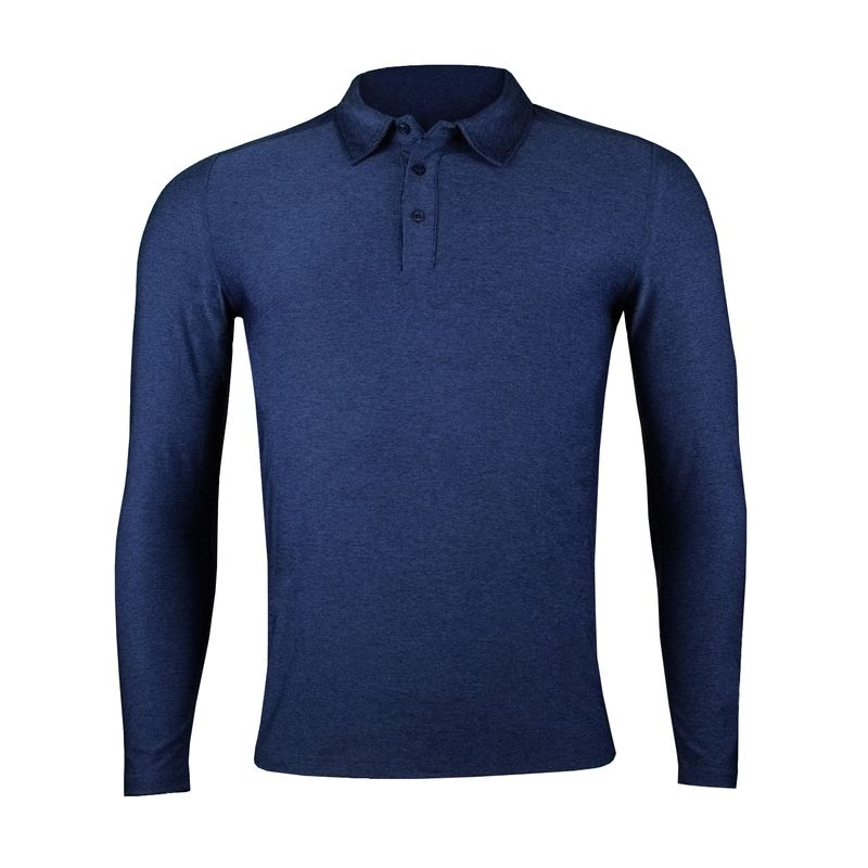 ANDESLAND OUTDOOR APPAREL - Polera Dryfit Con Cuello Manga Larga Azul Hombre
