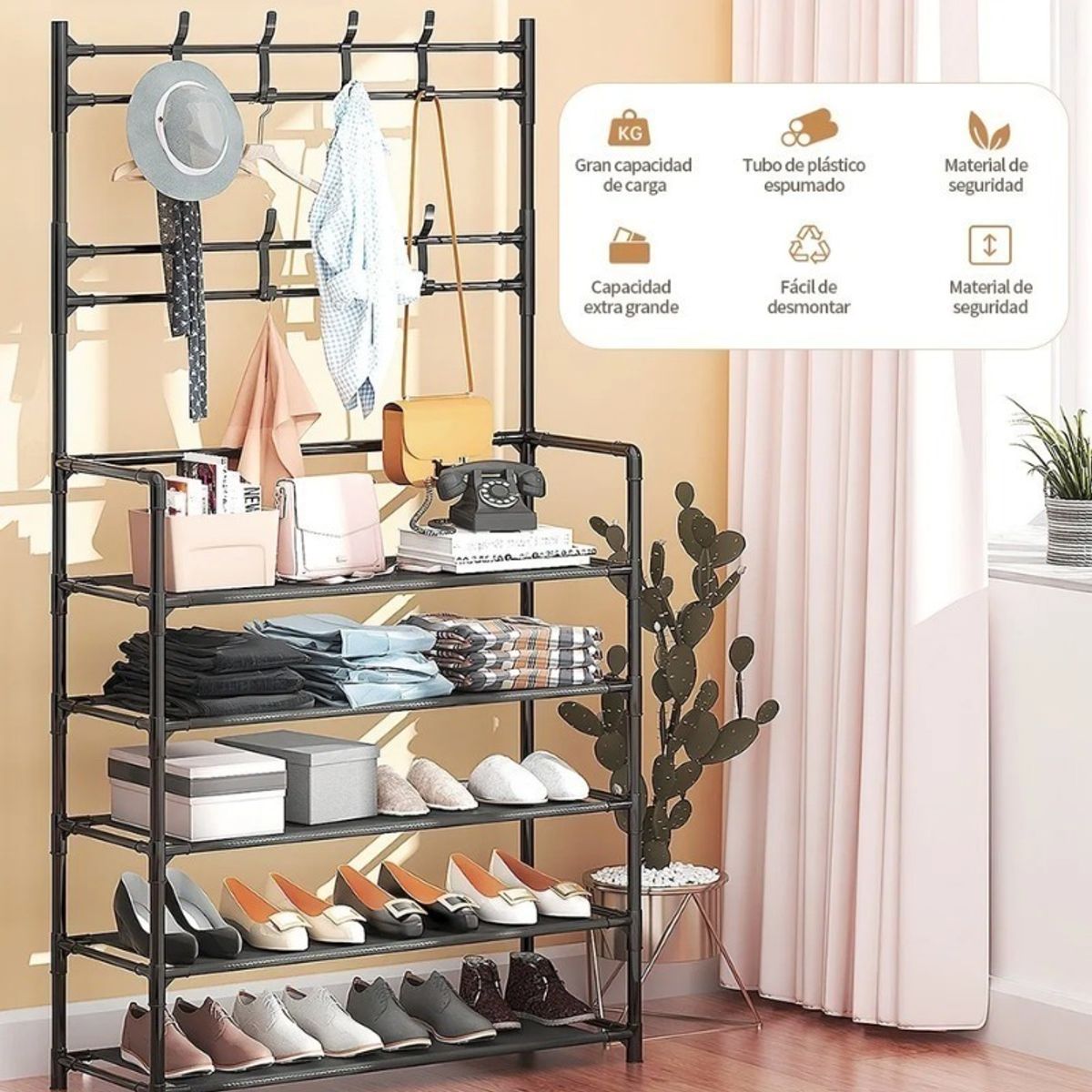 U BUY - Perchero Armario Zapatero De 5 Niveles Organizador Portátil