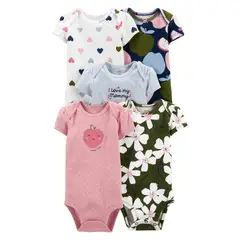 TEDMIMAK - Pack 5 Bodys Manga Corta Super Cute 100% Algodón