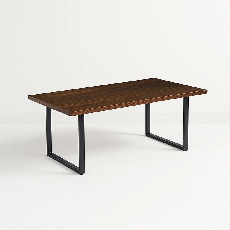 KLIK - Mesa de Comedor Estilo Industrial 160x90 - Madera Oscura Walnut - Café