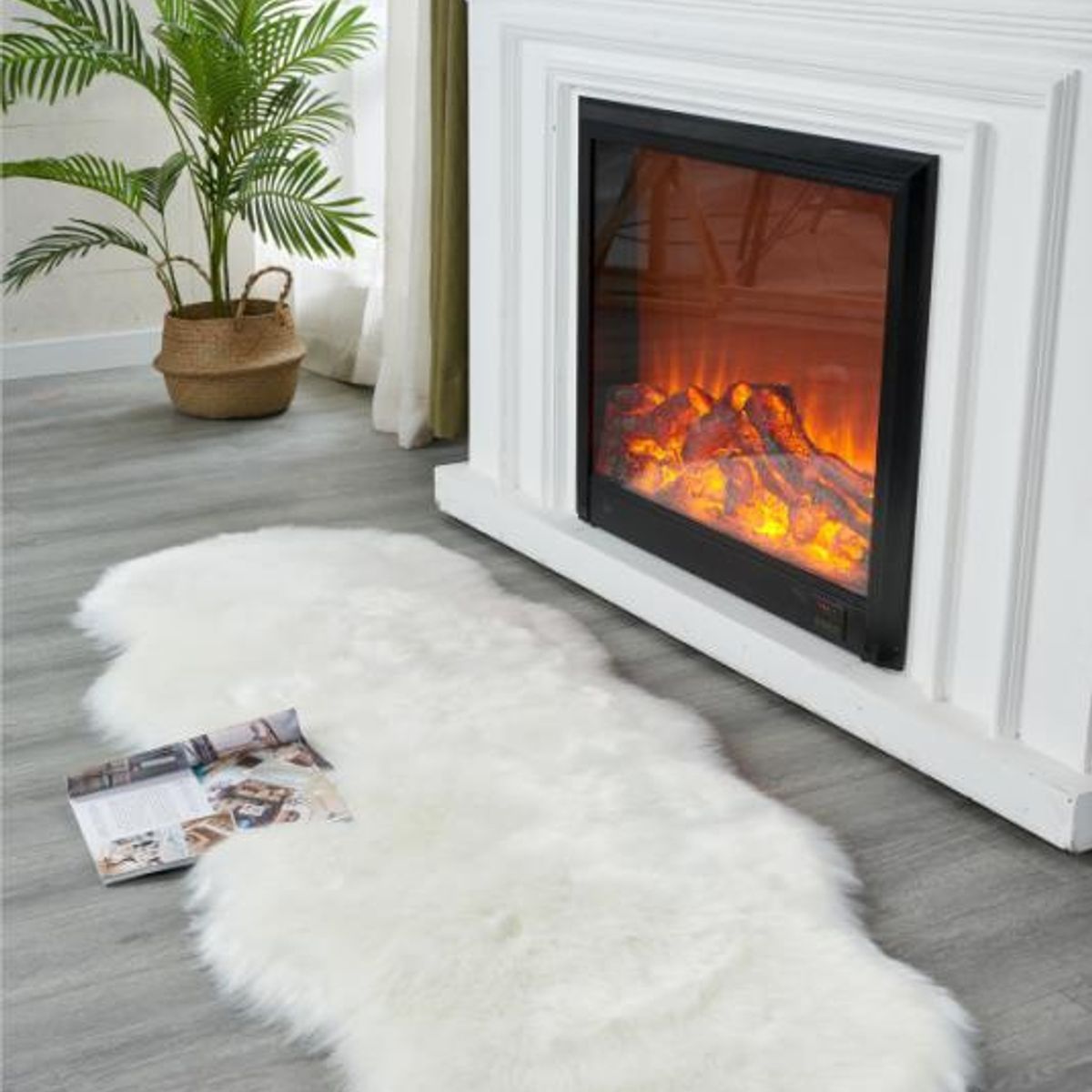 ANGELES DEL HOGAR - Alfombras Piel de oveja Baja de camas 180x60 cm Blanco