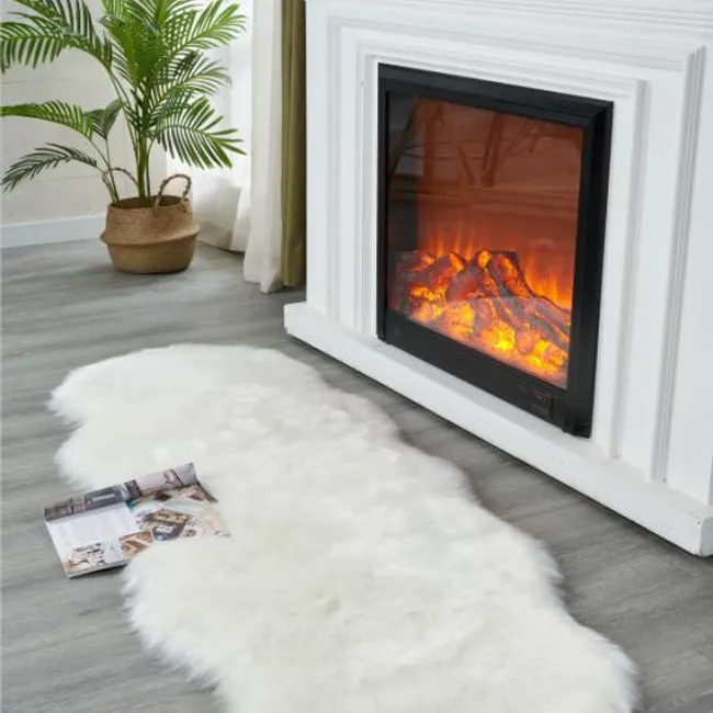 ANGELES DEL HOGAR - Alfombras Piel de oveja Baja de camas 180x60 cm Blanco