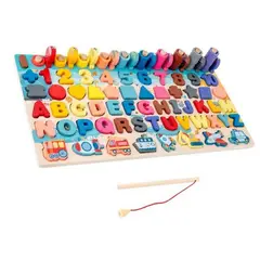 GENERICO - Juego madera 7 en 1 montessori pesca numeros formas W12E095