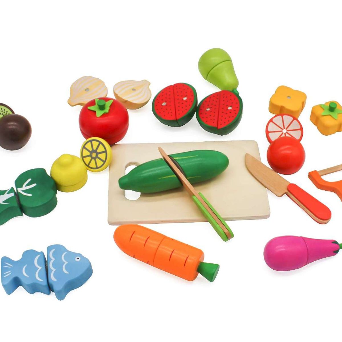 GENERICO - Set de frutas de madera didácticas con imán  W10B224