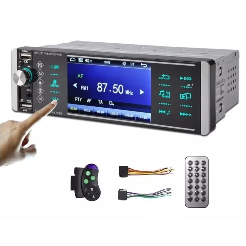 GENERICO - Radio Auto 1 Din Con Pantalla 4.1 Bluetooth + Mando Volante