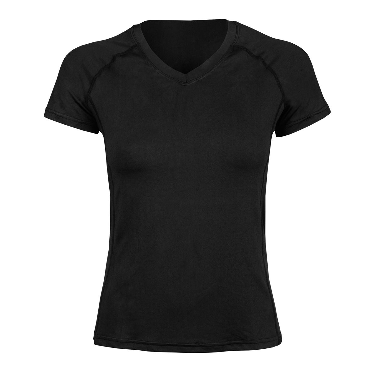 ANDESLAND OUTDOOR APPAREL - Polera Dry Fit Manga Corta Cuello V Cape Negra Mujer.-