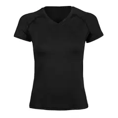 ANDESLAND OUTDOOR APPAREL - Polera Dry Fit Manga Corta Cuello V Cape Negra Mujer.-