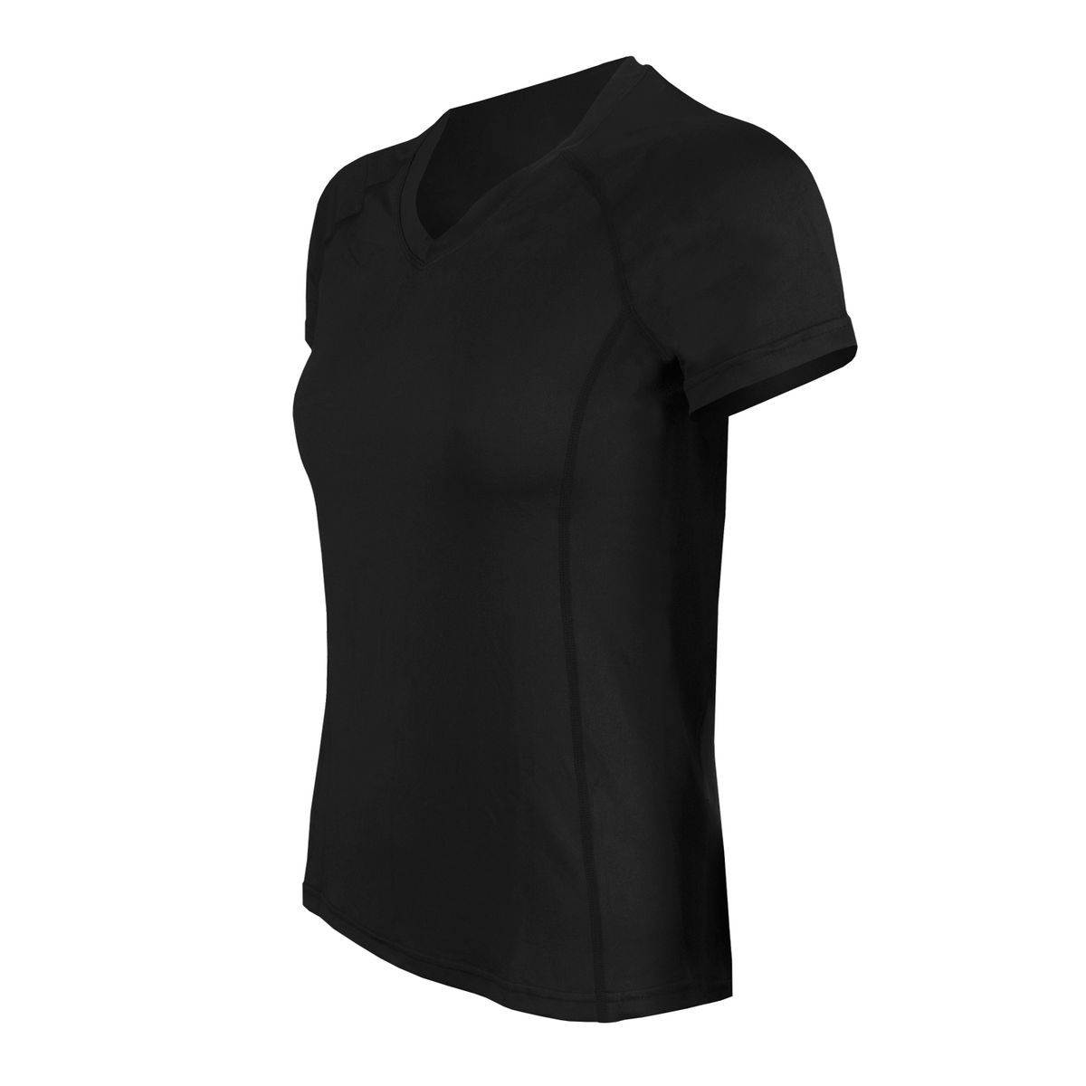 ANDESLAND OUTDOOR APPAREL - Polera Dry Fit Manga Corta Cuello V Cape Negra Mujer.-