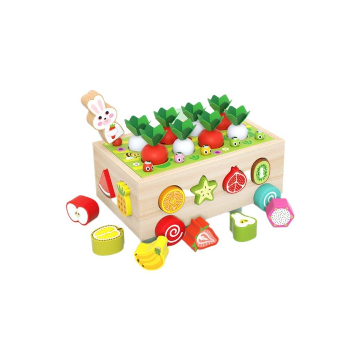 GENERICO - Juego madera montessori didáctico zanahorias gusanos formas pesca